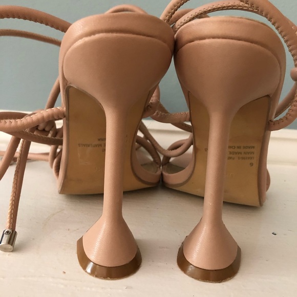 EGO Pale Pink My Angels Square Toe Lace-Up Sculptured Heel Sandals - Picture 4 of 10